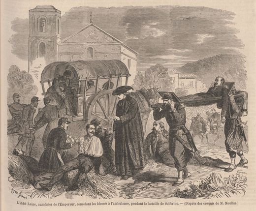 Fichier:Abbé Laine visite aux blessés Solférino.jpg